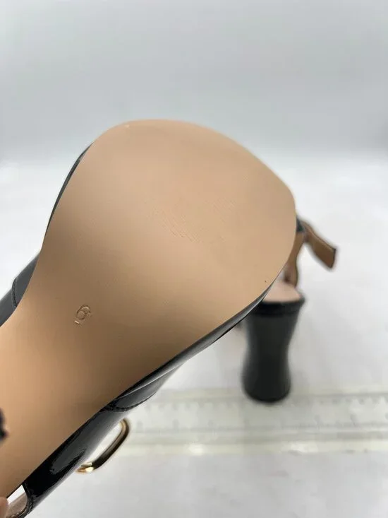 FYS Black Platform Square Toe Pumps Chunky High Heel Mary Janes Slingback Shoes - Picture 6 of 8